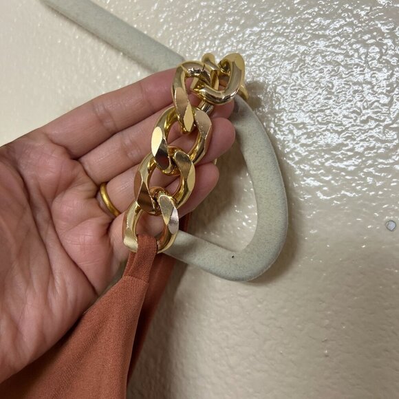 Nookie Alyssa Chain Midi Dress Women's Size S Tan One Shoulder Sleeve Jersey - Picture 4 of 9